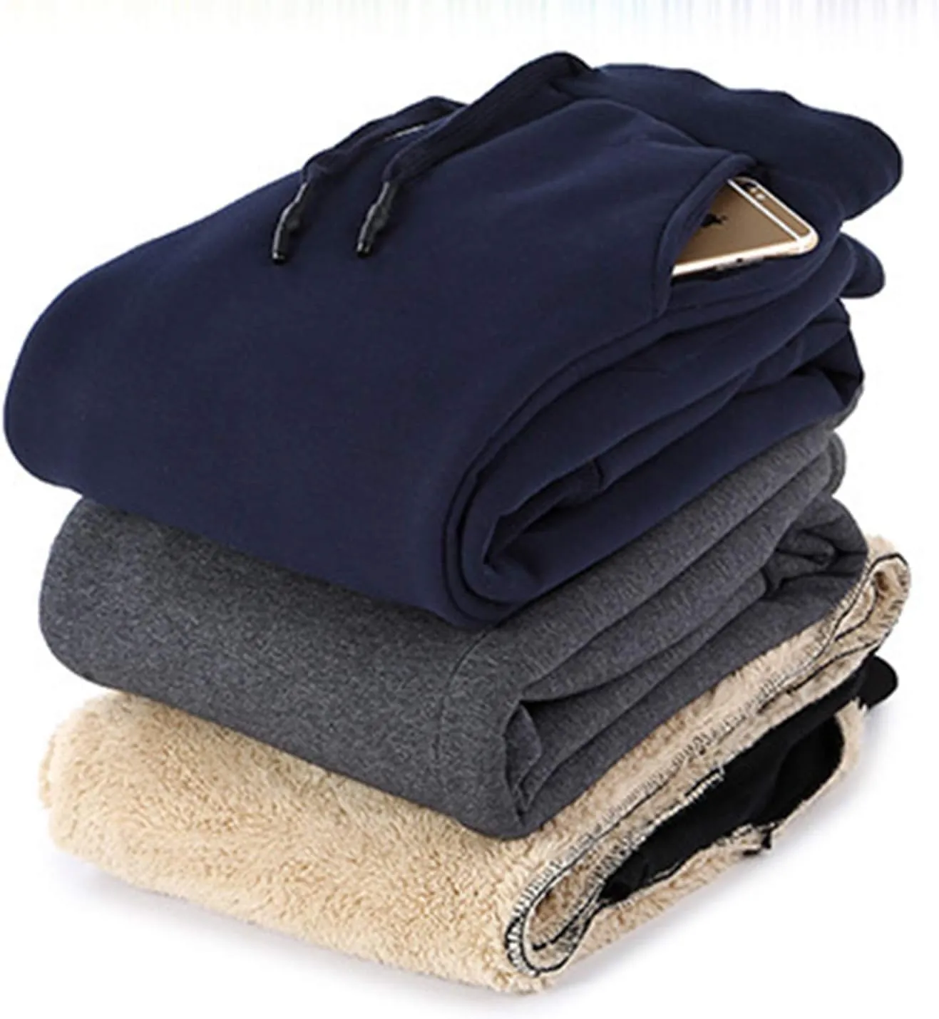 Flygo Men's Winter Warm Sherpa Lined Athletic Running Sweatpants Fleece Joggers Pants