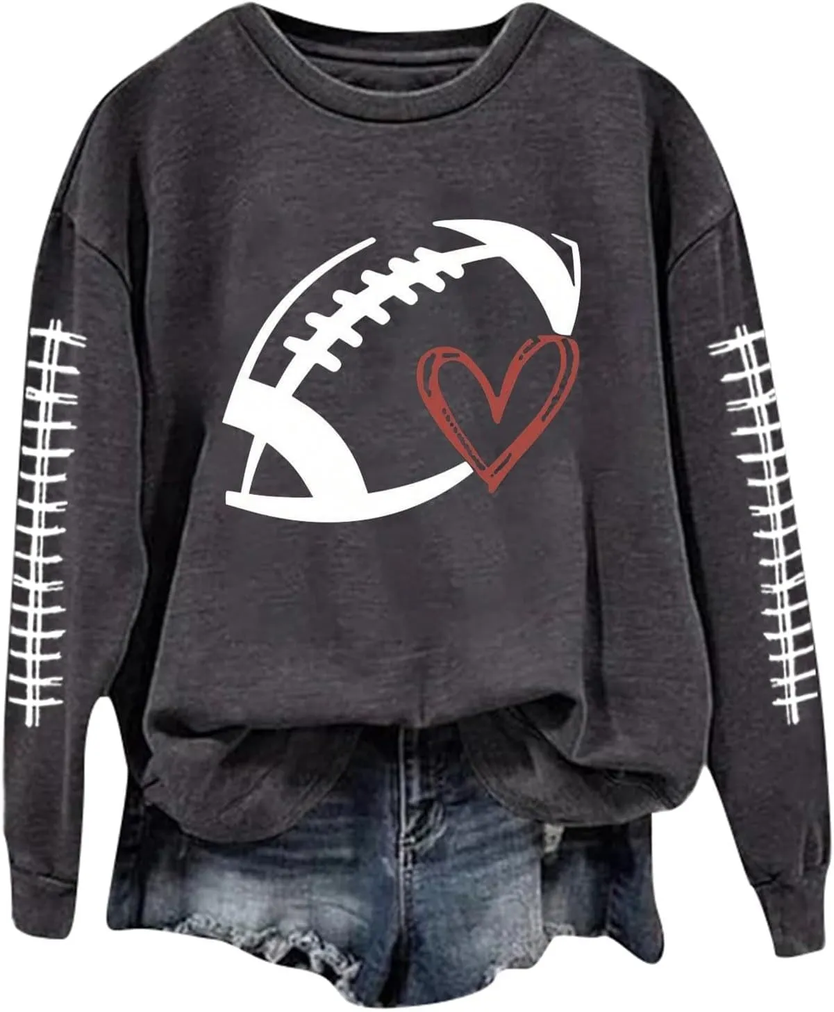 Football Sweatshirts for Women Game Day Sweatshirts Graphic Printed Hoodies Long Sleeve Pullover Tops Tunic Tops
