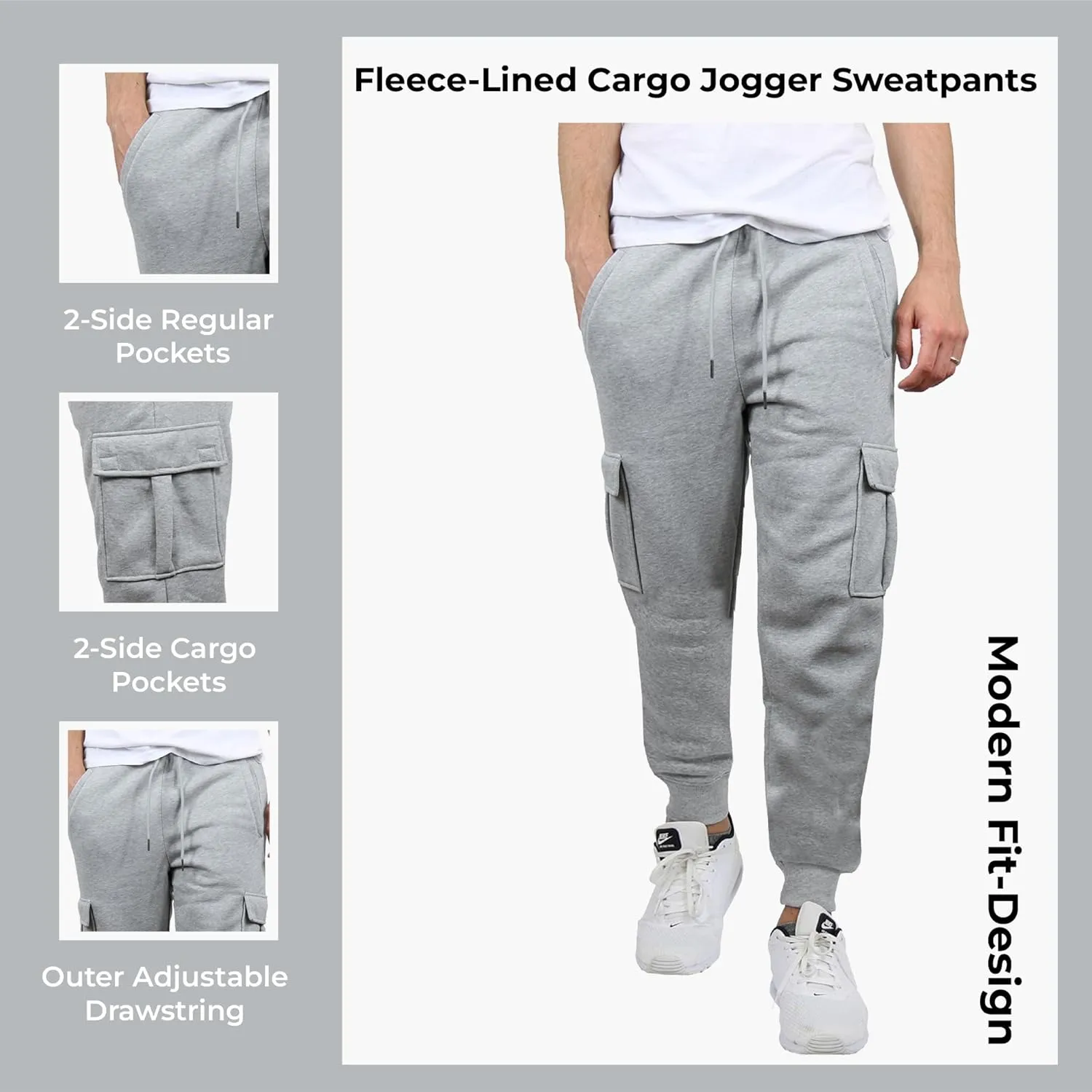 Galaxy by Harvic Men’s Slim Fit Fleece Joggers with Side Pockets