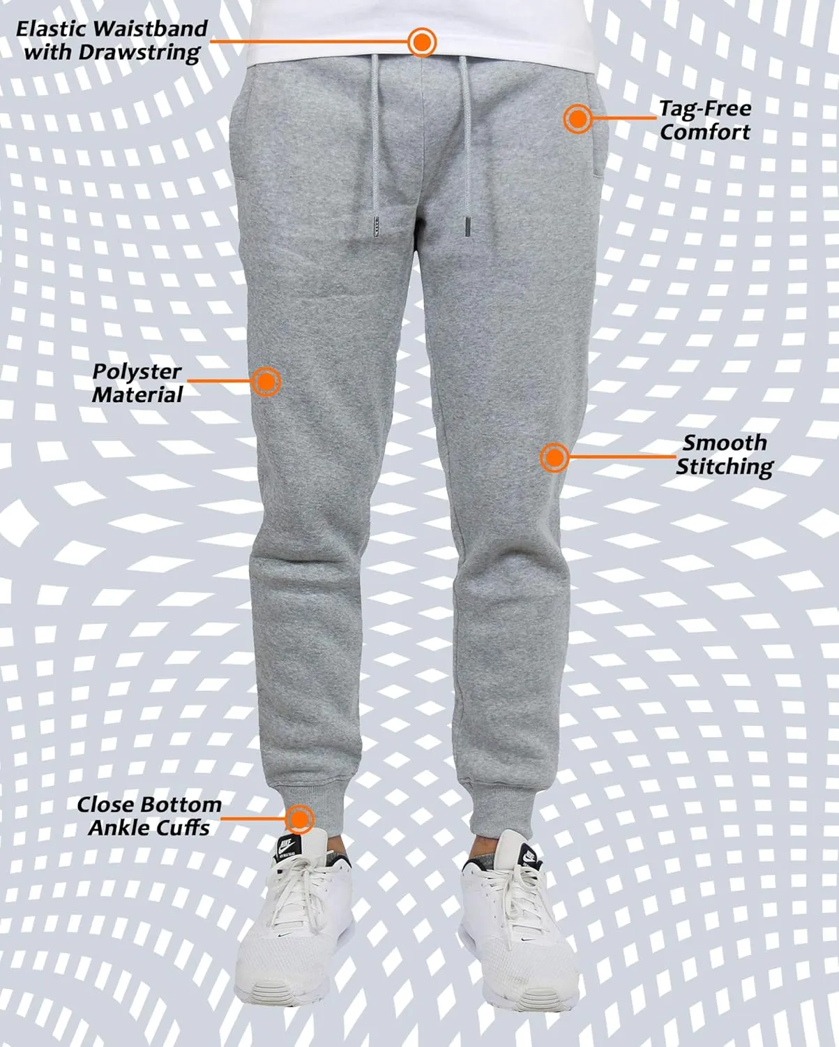 Galaxy by Harvic Men’s Slim Fit Fleece Joggers with Side Pockets