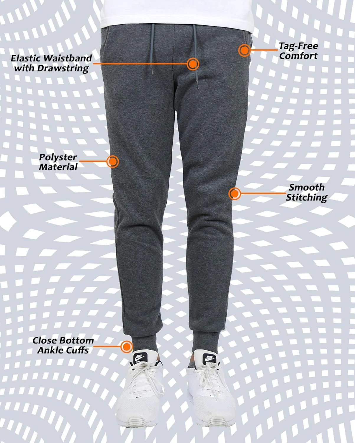 Galaxy by Harvic Men’s Slim Fit Fleece Joggers with Side Pockets