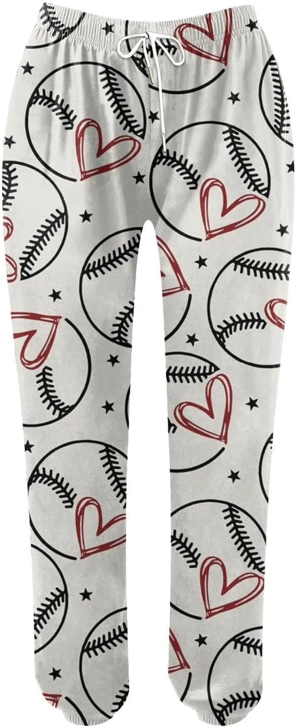 Game Day Football Sweatpants for Women Casual High Waist Pants Elastic Drawstring Workout Sports Jogger Sweatpants