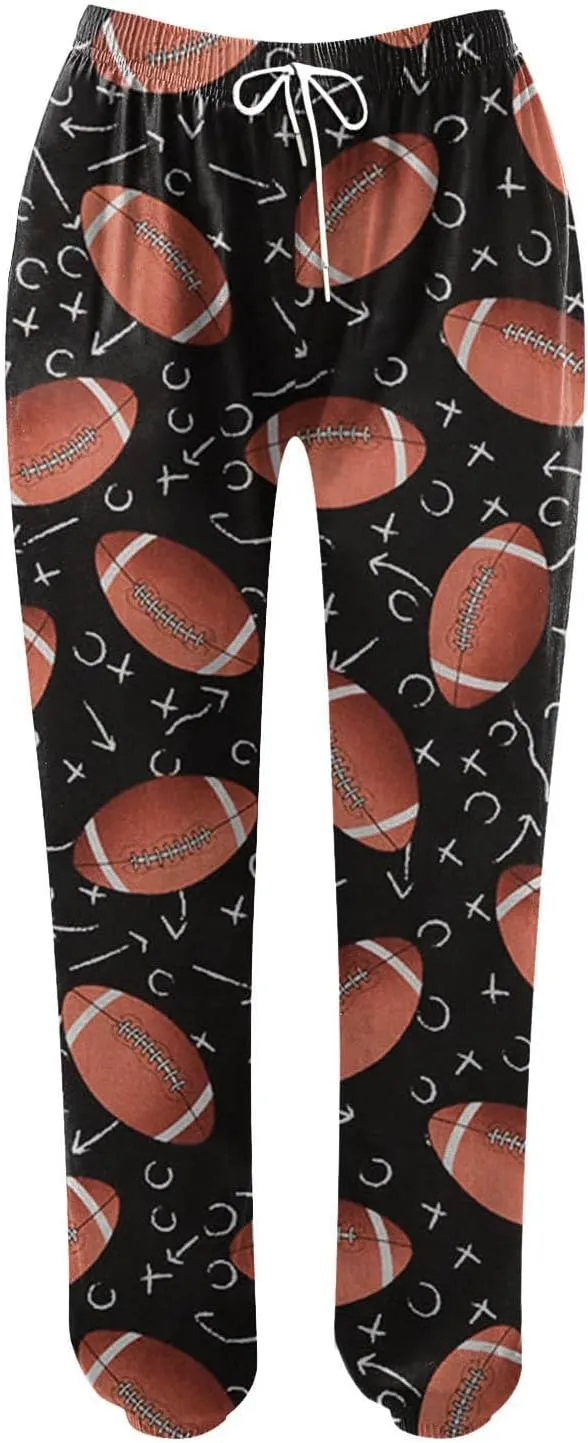 Game Day Football Sweatpants for Women Casual High Waist Pants Elastic Drawstring Workout Sports Jogger Sweatpants