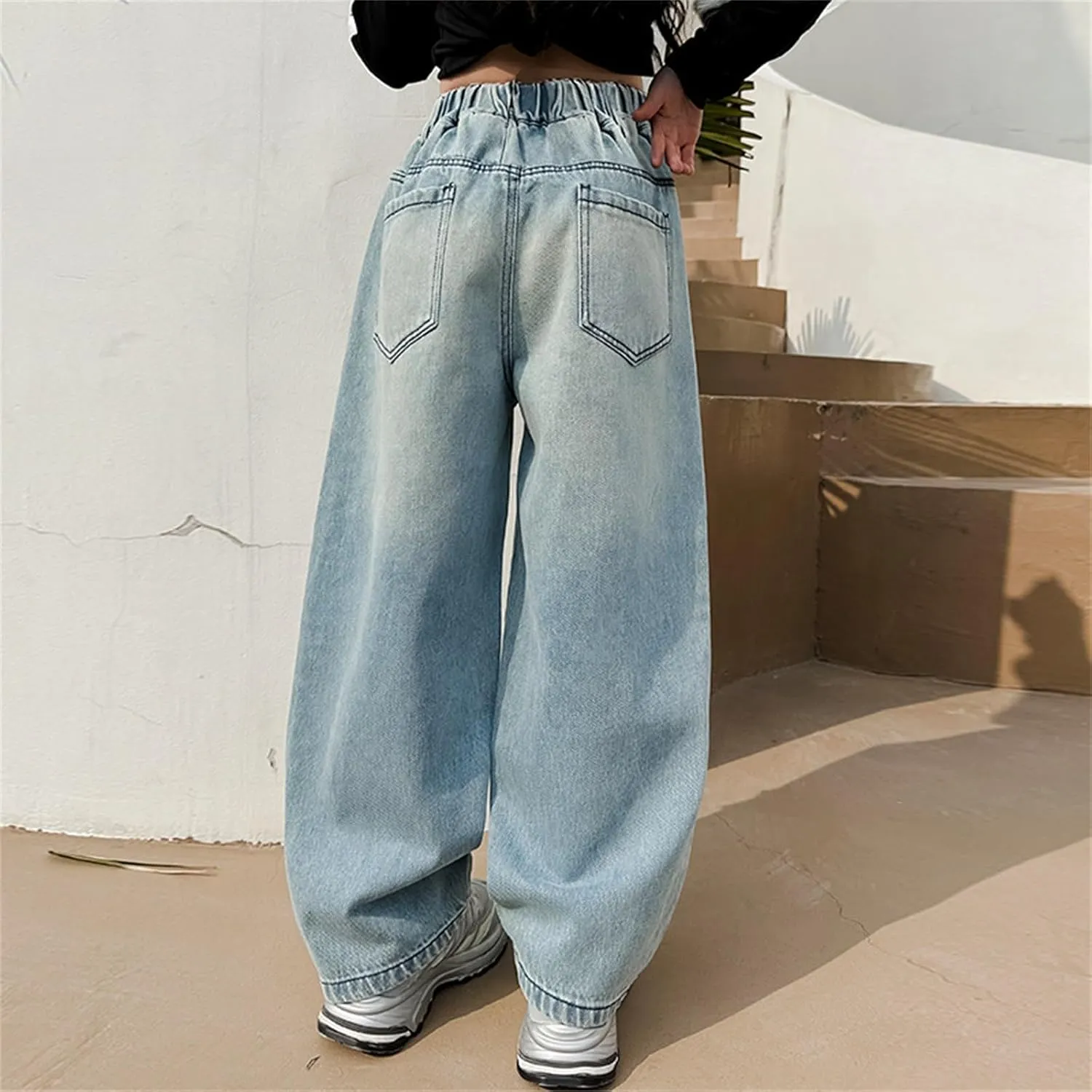 Girls Baggy Jeans 2025 Girls Loose Jeans Spring Summer and Autumn New Models for Middle and Large Children Retro Wide
