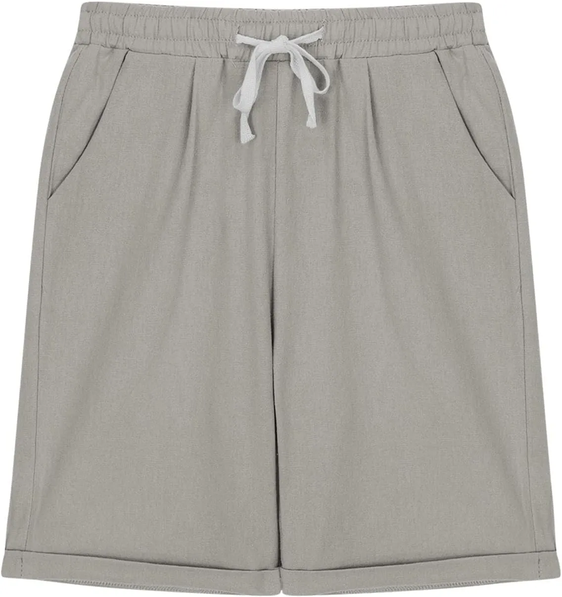 Girls Casual Bermuda Shorts Kids Knee Length High Waisted Summer Shorts Linen Comfy Drawstring Short Pants with