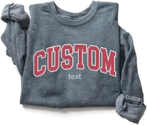 GODMERCH Custom Embroidered Sweatshirts Design Your Own, Custom Crewneck Sweatshirt, Personalized Sweatshirts For Women, Add Your Own Custom Text, Customized Embroidered Christmas Sweatshirt
