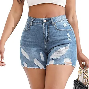 GOKKILRW Womens Ripped Jeans Shorts Summer Stretch Skinny Distressed Straight Leg Stylish High Waist Curvy Denim Shorts Sexy