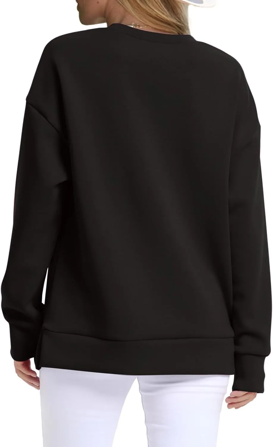 Gumipy Oversized Sweatshirt for Women Side Split Fleece Crewneck Sweatshirts Long Sleeve Womens Sweatshirt Spring Clothes