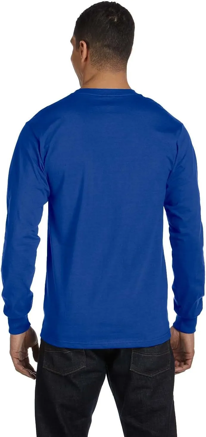 Hanes Men's Essentials Long-Sleeve T-Shirt, Crewneck Cotton T-Shirts for Men, 2-Pack