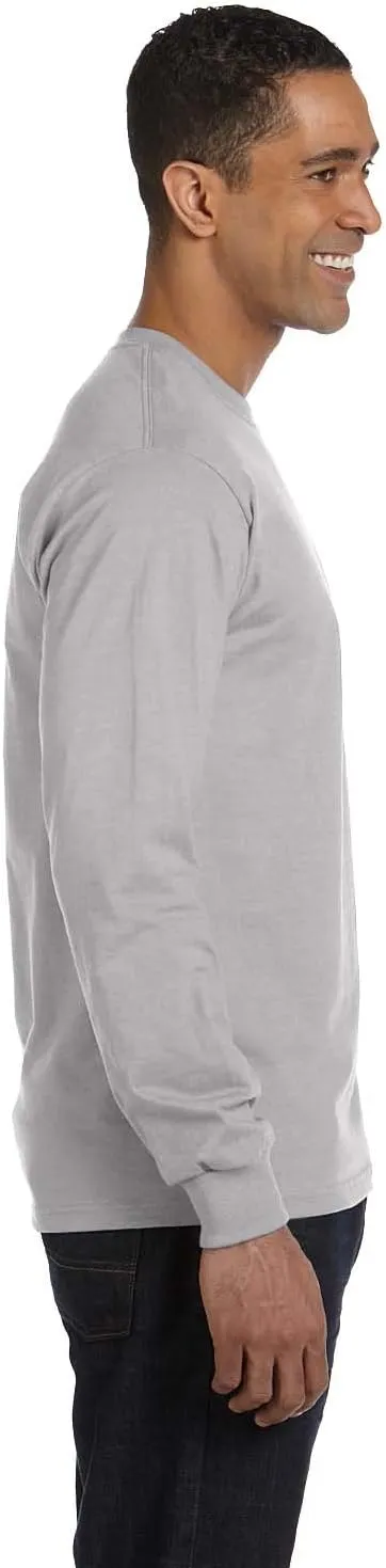 Hanes Men's Essentials Long-Sleeve T-Shirt, Crewneck Cotton T-Shirts for Men, 2-Pack