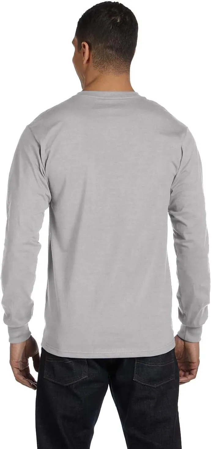 Hanes Men's Essentials Long-Sleeve T-Shirt, Crewneck Cotton T-Shirts for Men, 2-Pack
