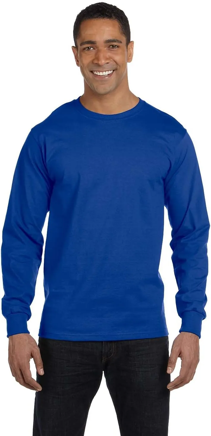 Hanes Men's Essentials Long-Sleeve T-Shirt, Crewneck Cotton T-Shirts for Men, 2-Pack