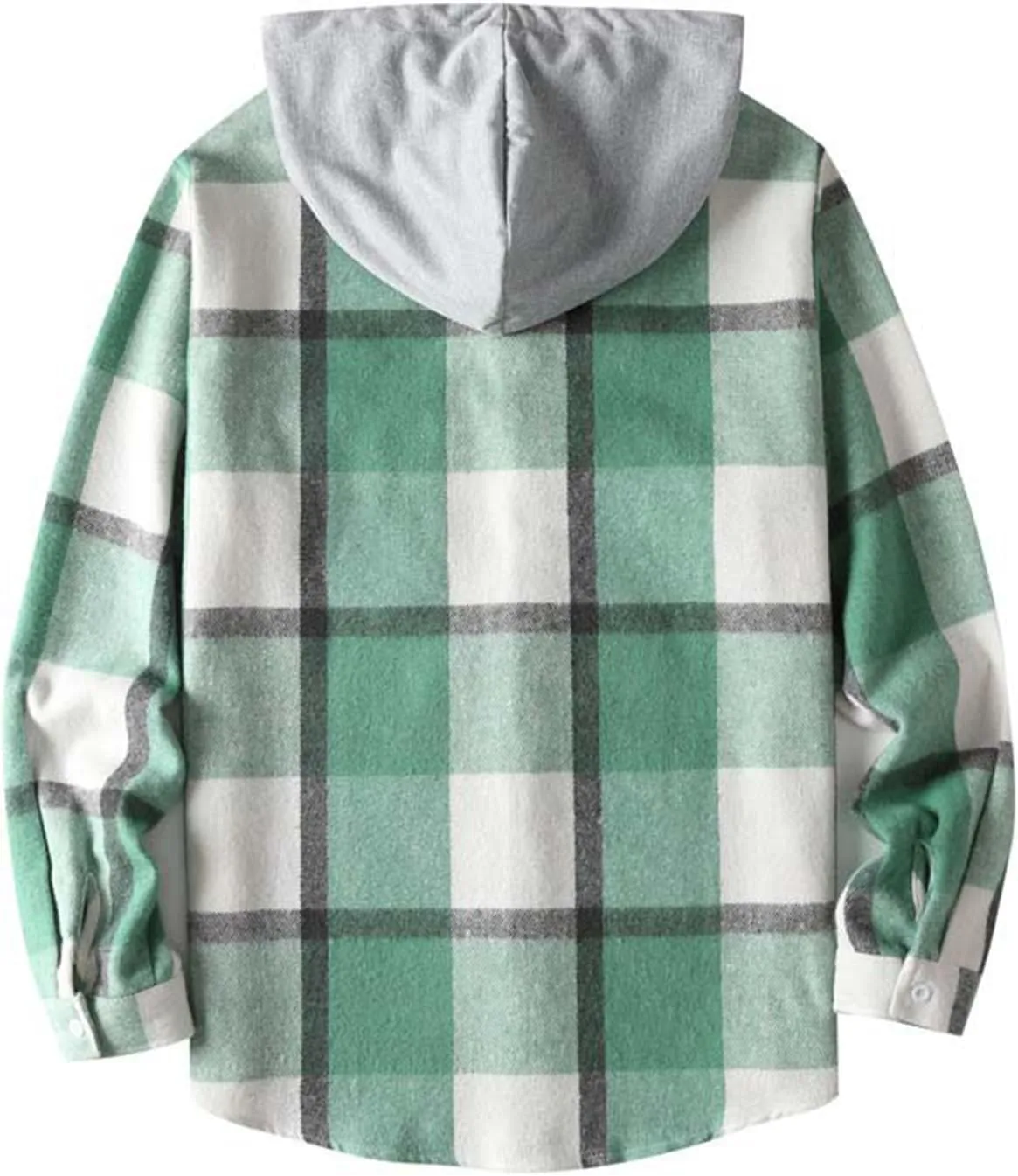 Hooded Plaid Shirt for Men Cotton Long Sleeve Button Casual Jacket Autumn Sport Street Style Hoodies with Pocket