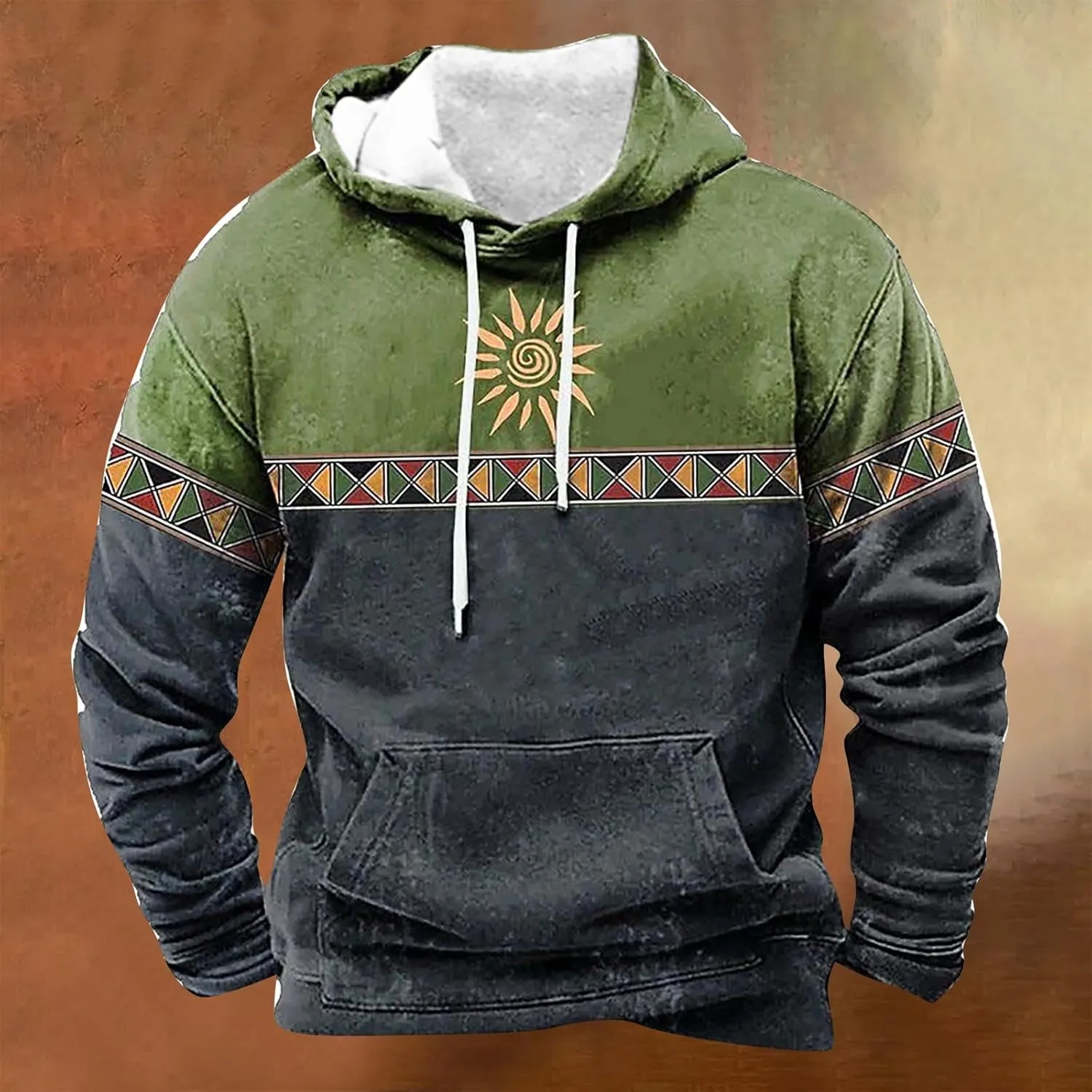 Hoodie Men And Winter Vintage Long Sleeve Hoodie Half Zipper Hooded Sweatshirt Top Workwear Multi Pocket Outdoor