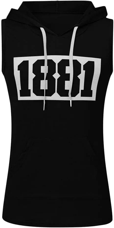 Hoodies for Men Men's Workout Hooded Tank Tops Gym Sleeveless Hoodie Bodybuilding Muscle Cut Off T-Shirts with Pocket