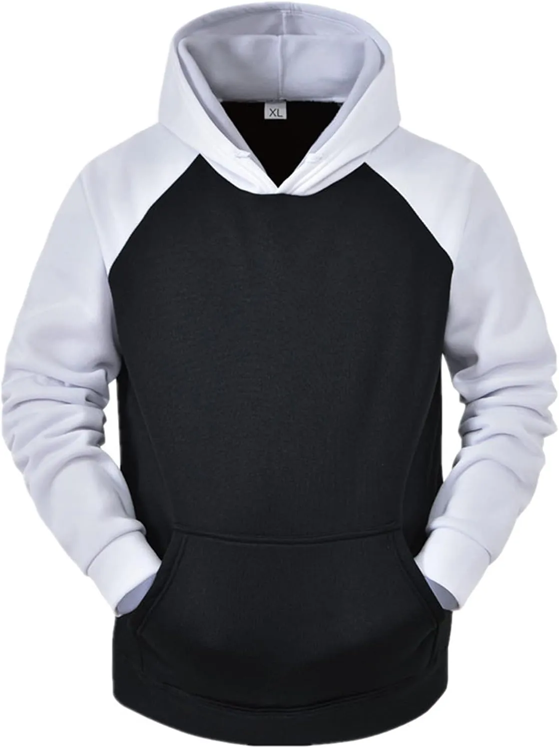 Hoodies for Men Pullover, Mens Hoodies Pullover Patchwork Color Block Sweatshirts Casual Drawstring Tops with Kanga Pockets A