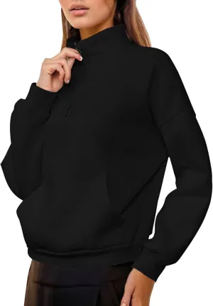 iLH Womens Zip Up Hoodies Trutleneck Stand Collar Kangaroo Pocket Pullover Sweatshirts For Women Fall Oudoor Leisure Hoodies