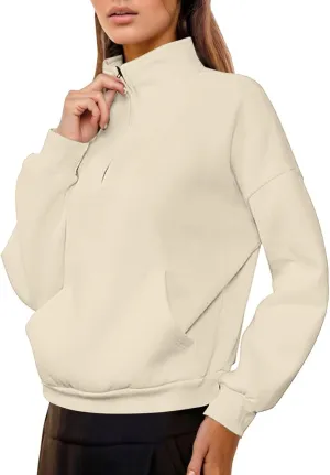 iLH Womens Zip Up Hoodies Trutleneck Stand Collar Kangaroo Pocket Pullover Sweatshirts For Women Fall Oudoor Leisure Hoodies