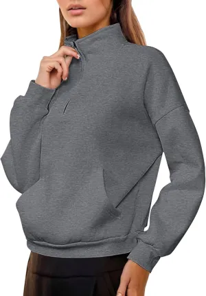 iLH Womens Zip Up Hoodies Trutleneck Stand Collar Kangaroo Pocket Pullover Sweatshirts For Women Fall Oudoor Leisure Hoodies