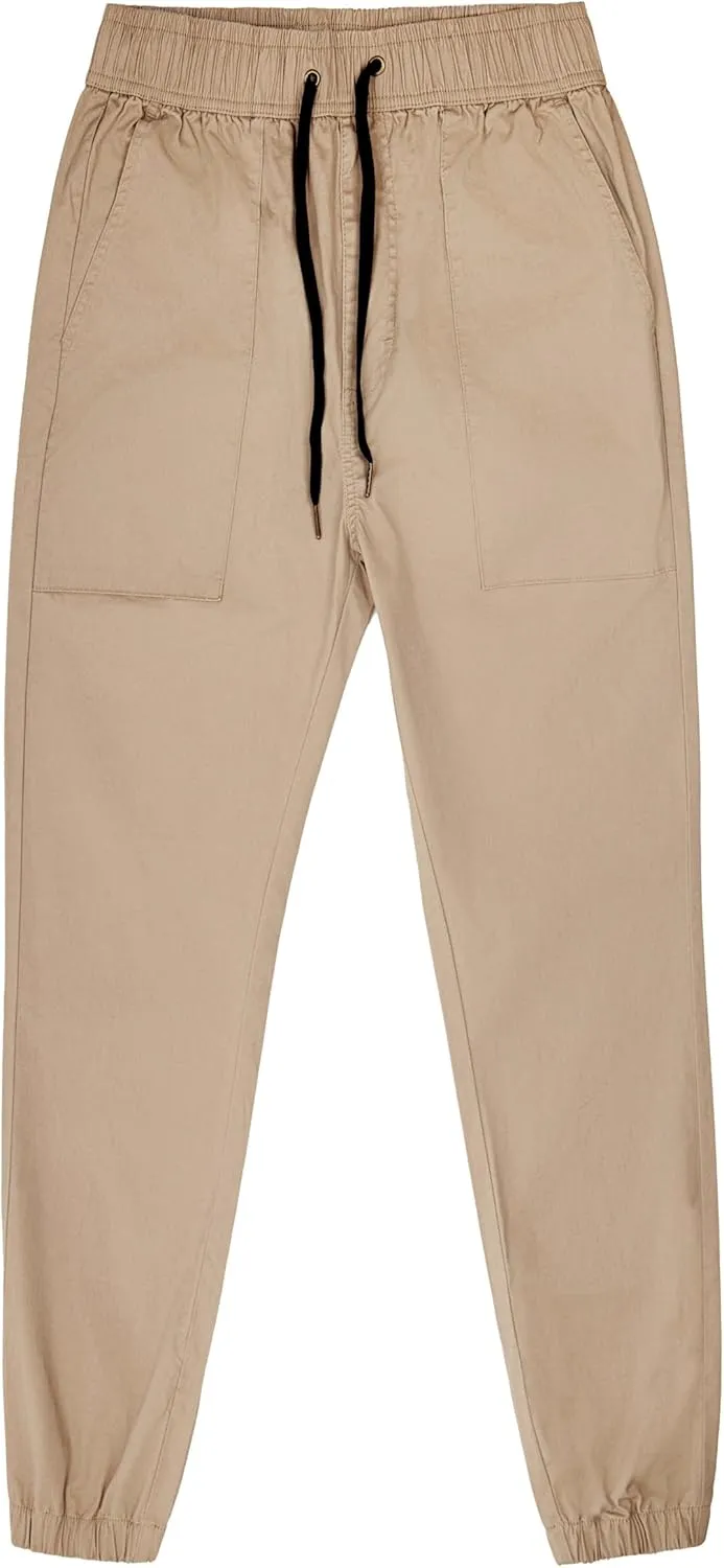 ITALYMORN Work Joggers Men Summer Joggers Slim Fit Casual Cotton Twill Pants with Pockets