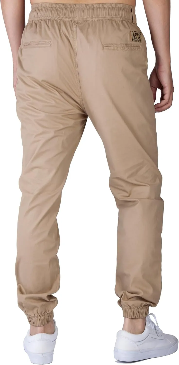 ITALYMORN Work Joggers Men Summer Joggers Slim Fit Casual Cotton Twill Pants with Pockets
