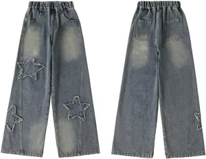 Jeans Wide Leg for Girls Straight Leg Loose Fall Wide Leg Pants Baggy Girls' Jeans Vintage Workout Trendy Modern 2024