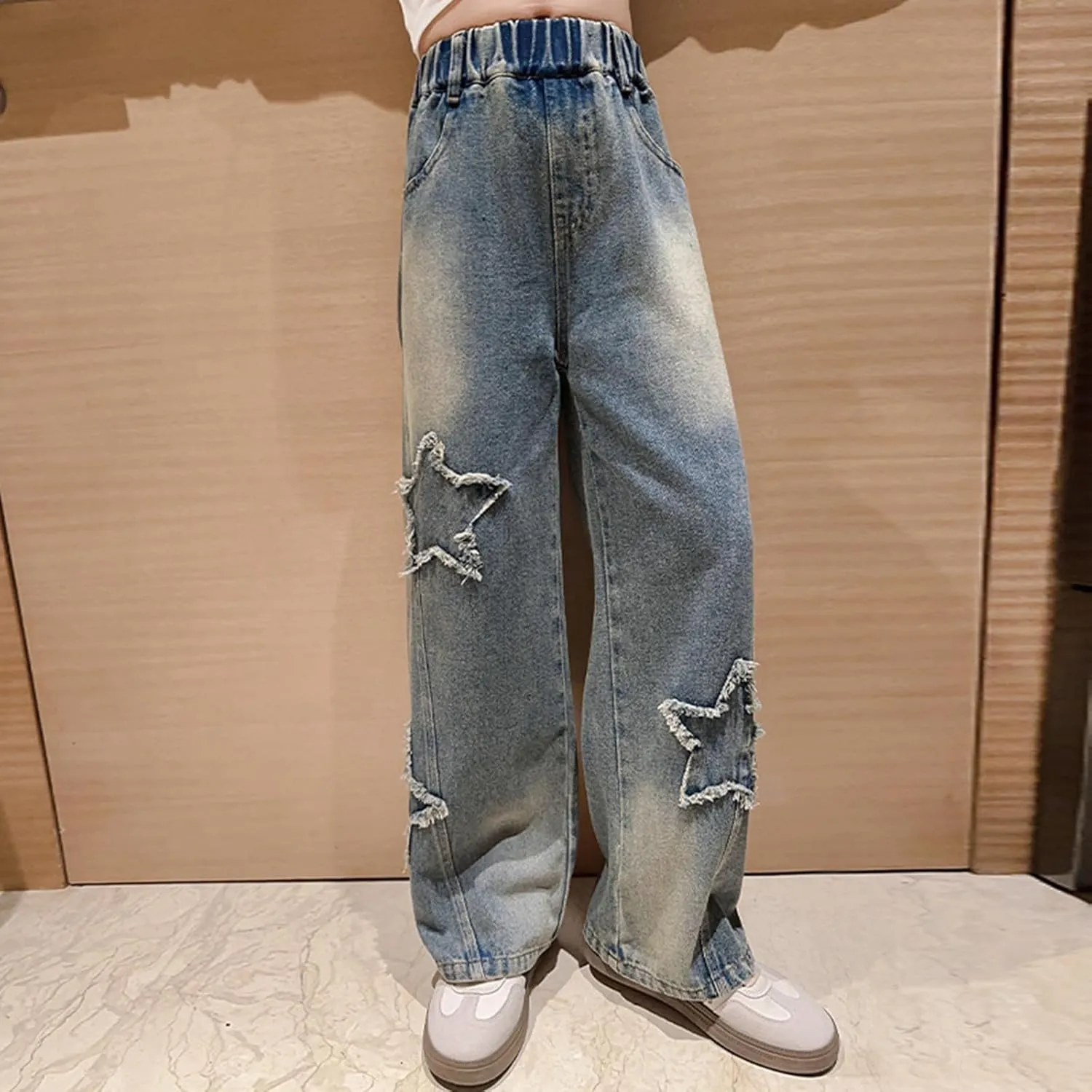 Jeans Wide Leg for Girls Straight Leg Loose Fall Wide Leg Pants Baggy Girls' Jeans Vintage Workout Trendy Modern 2024
