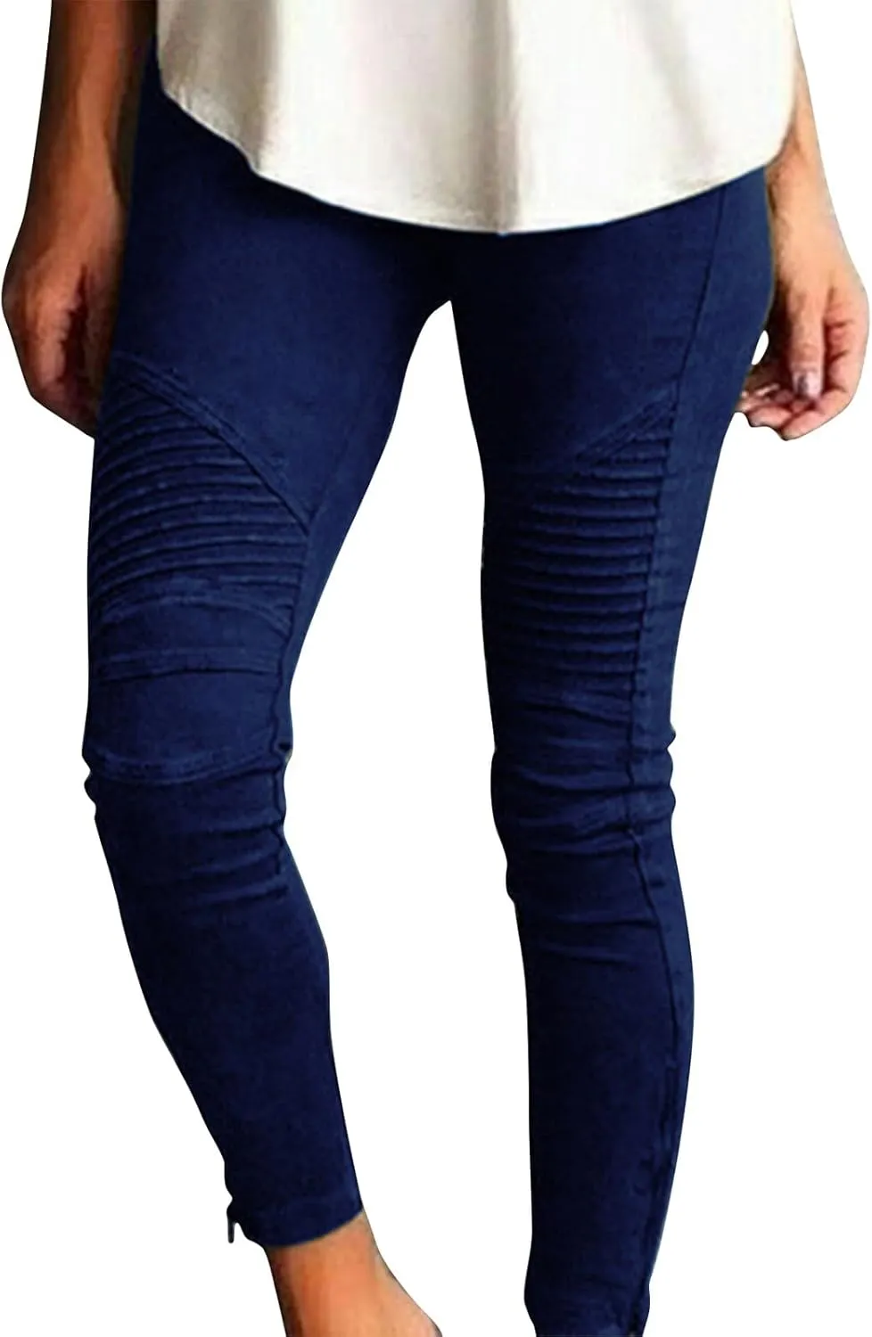 Jeggings for Women High Waist Tummy Control Pull On Jeans,Stretch Skinny Stripe Zipper Jeans Leggings with Pockets