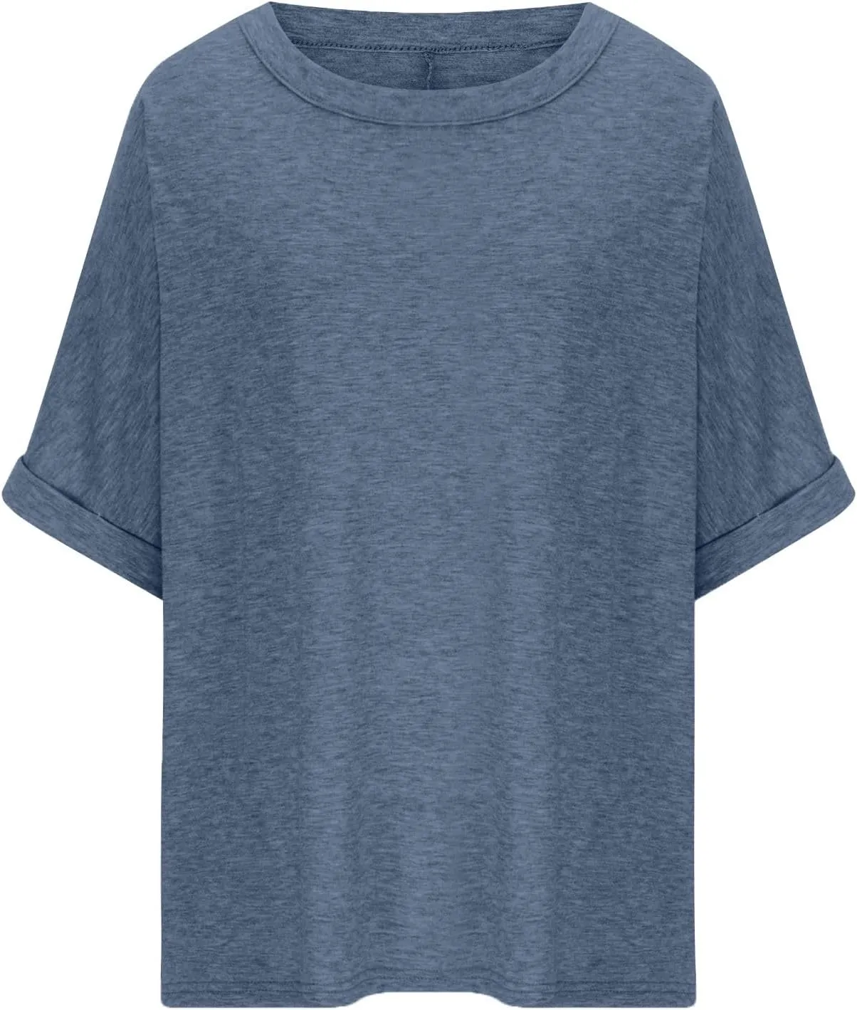 JOAU Women's Oversized T-Shirt Summer Casual Loose Fit Rolled Short Sleeve Round Neck Basic Tops Workout Gym Tee Shirts