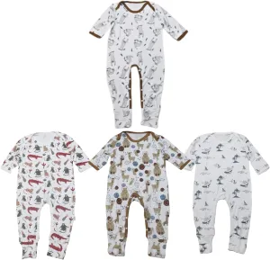 Kawaii Baby Organic Cotton Bodysuit, Envelope Neck Snap Bottom Stretchy Comfortable Pack of 4, (9-12 Months Unisex)