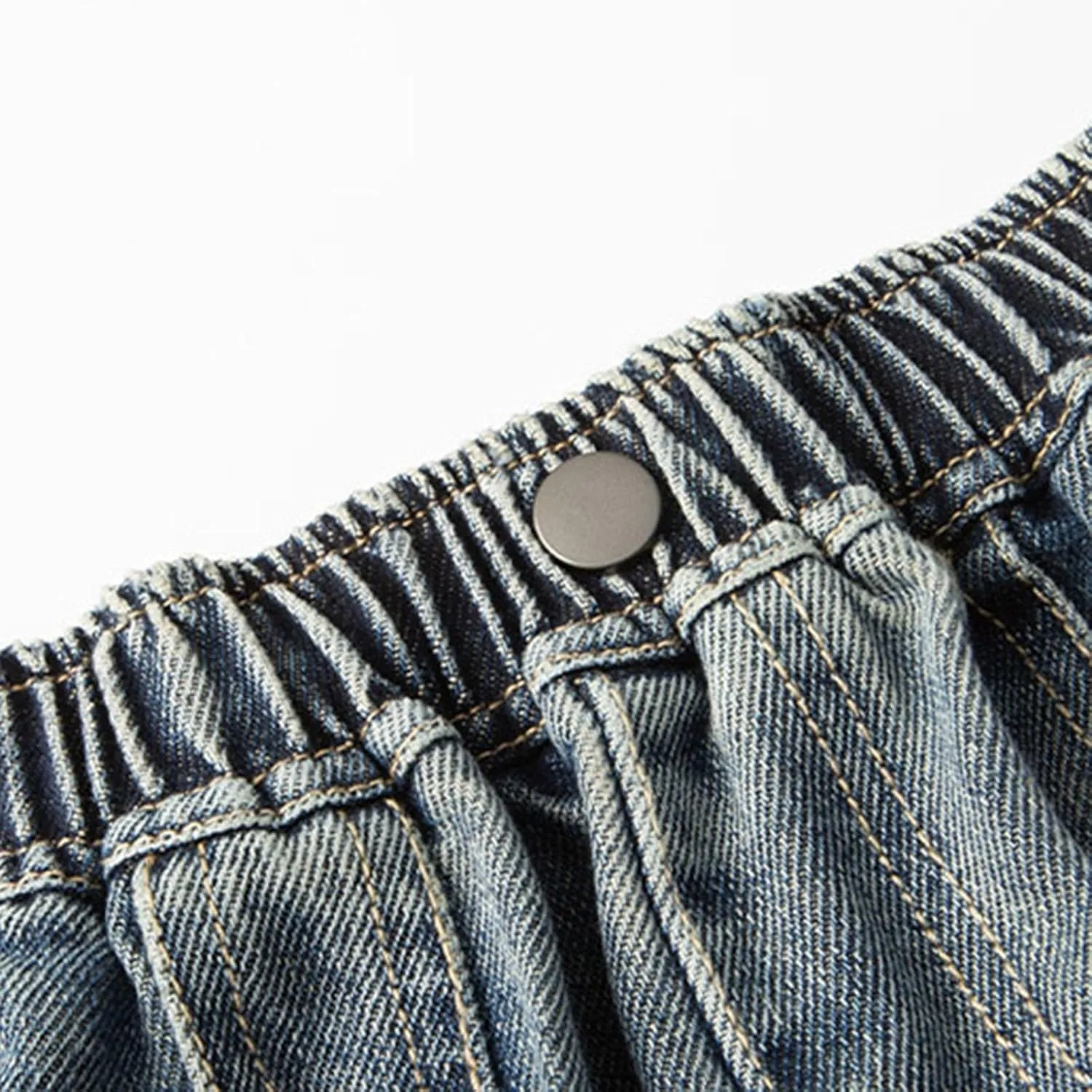 Kids Girls Baggy Streetwear Denim Jeans Teens Wide Leg Flare High Elastic Waist Cargo Pants Y2K Distressed Washed Pants