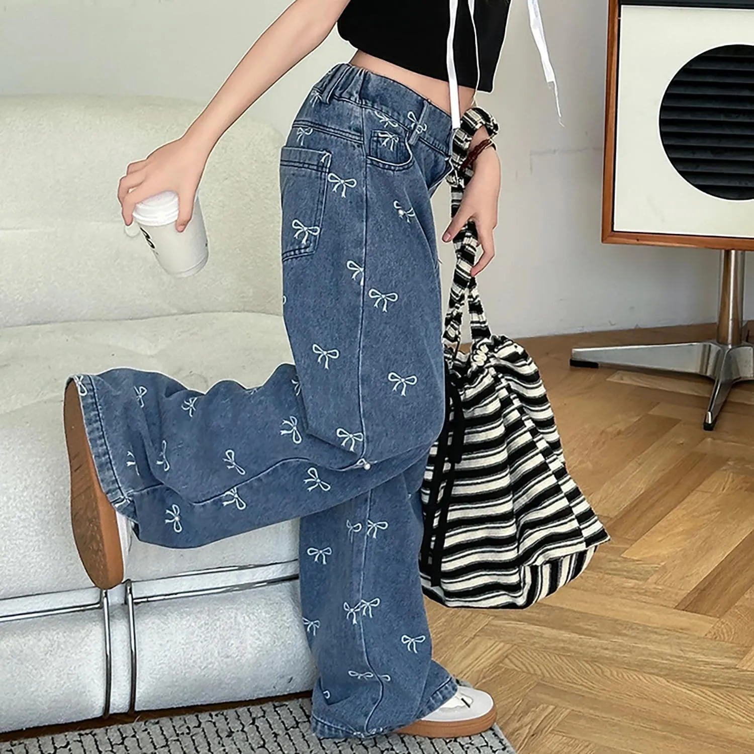 Kids Girls Ripped Distressed Washed Baggy Wide Leg Casual Jeans Size 5-14 yrs
