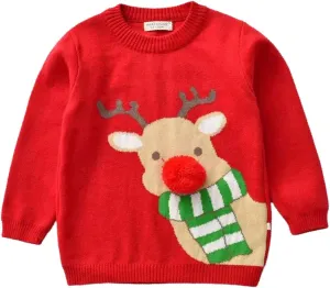 Kids Toddler Baby Girl Boy Knit Crewneck Sweater Cotton Pullover Sweatshirt Tops Warm Fall Winter Clothes