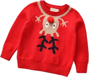 Kids Toddler Baby Girl Boy Knit Crewneck Sweater Cotton Pullover Sweatshirt Tops Warm Fall Winter Clothes