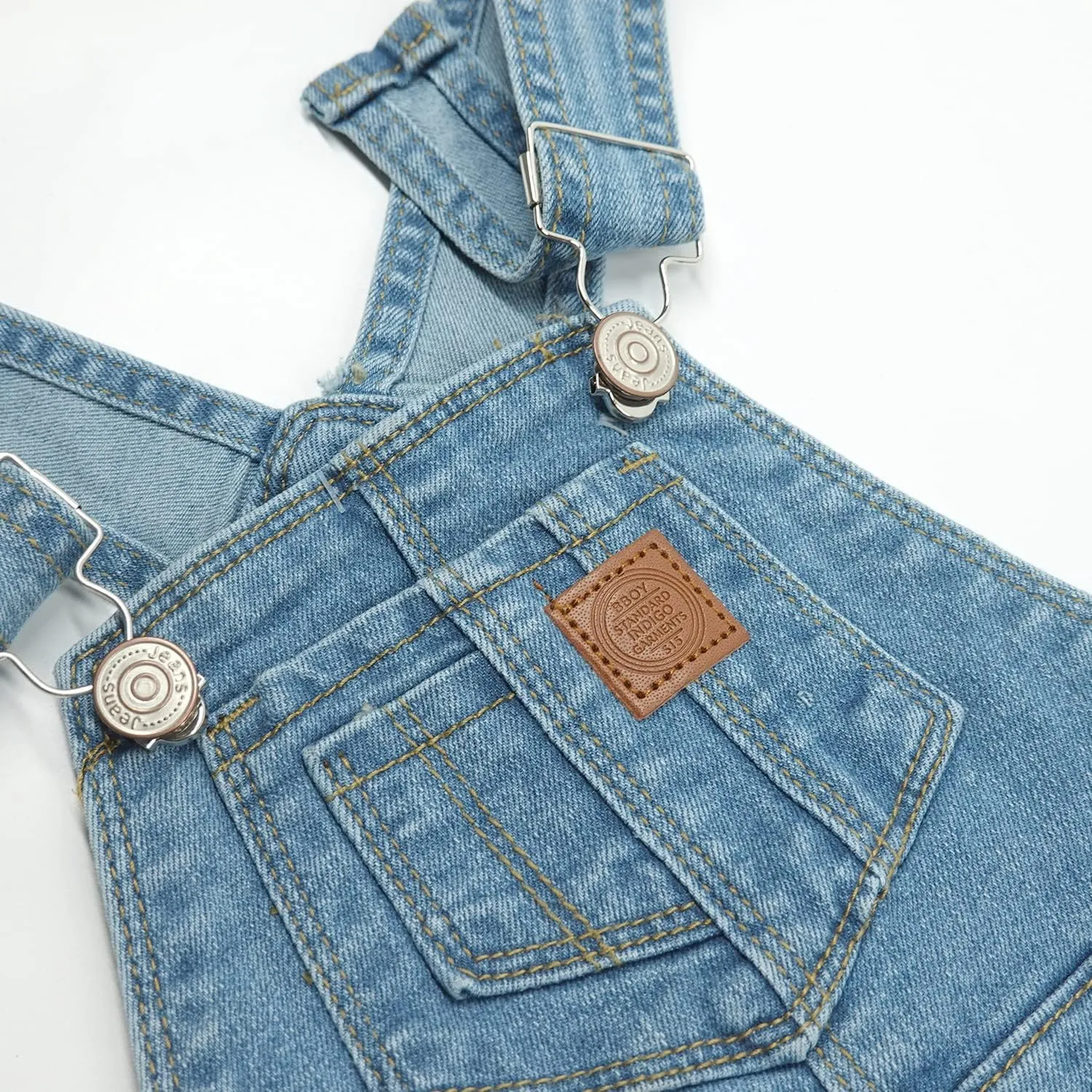 KIDSCOOL SPACE Girls Denim Overalls, Bibs Washed Stretchy Jeans Jumpsuit