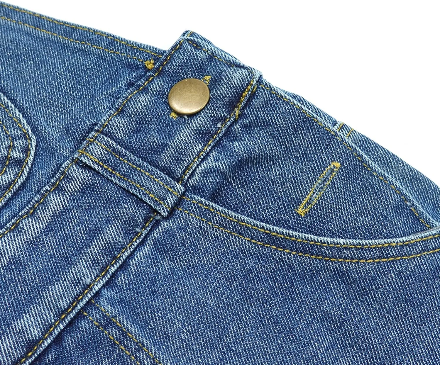 KIDSCOOL SPACE Girls Denim Overalls, Elastic Waistband Inside Washed Ripped Holes Jeans Jumpsuit