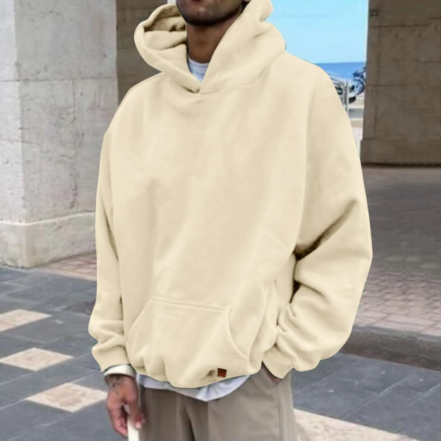 LCMTWX Mens Hoodies And Winter Casual Loose Solid Hooded Sweater Top Pullover Hooded Sweatshirt for Men Unisex Cool