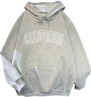 Letter Graphic Print Hoodies for Women Oversized Hooded Sweatshirt Pullover Fall Casual Long Sleeve Blouse Tops