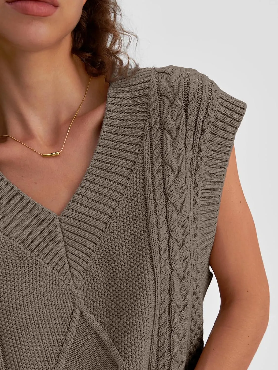 LILLUSORY Sweater Vest Women Trendy Cable Knit Cap Sleeve Tops 2025 V Neck Cotton Oversized Business Casual Outfits