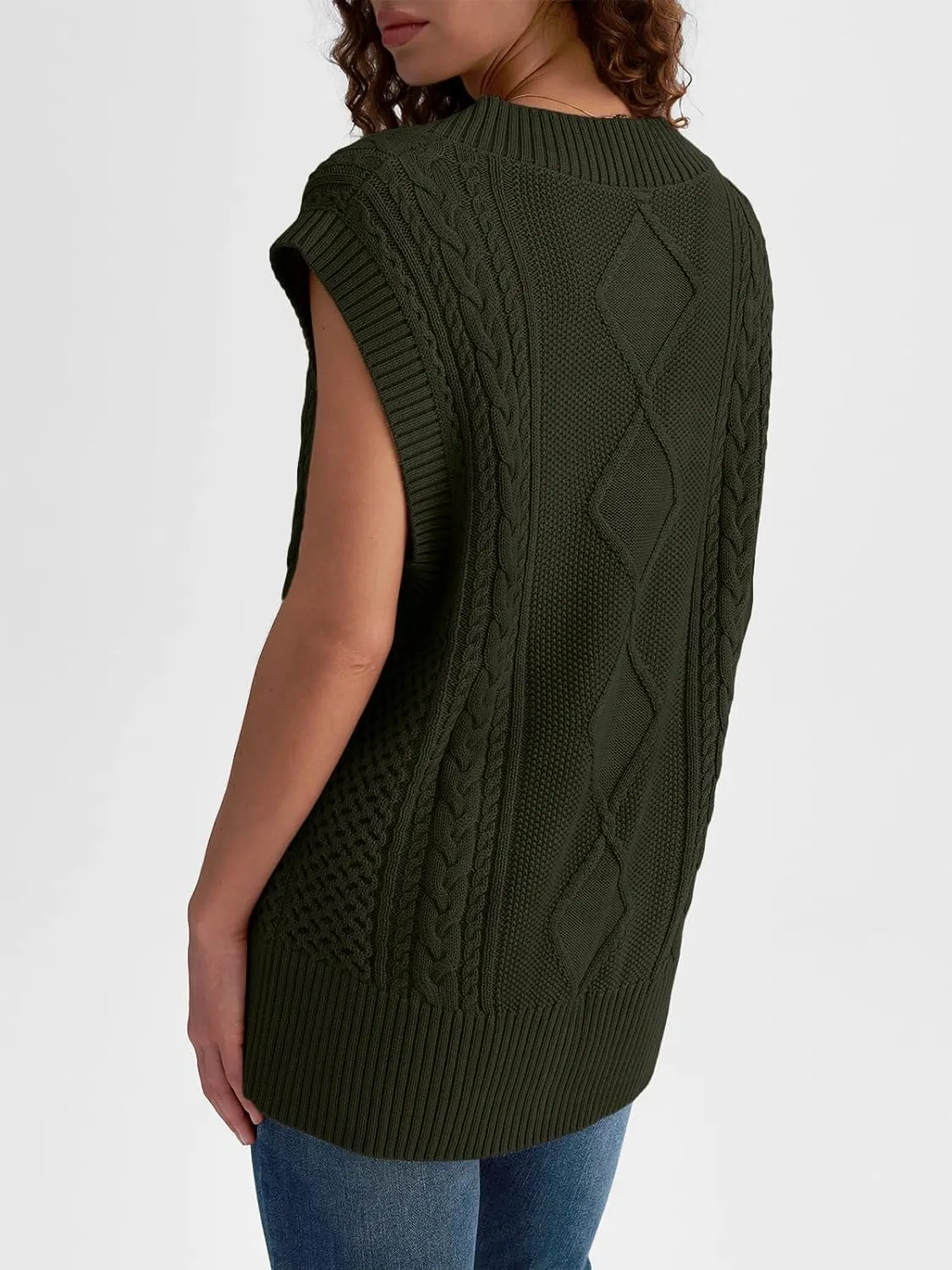 LILLUSORY Sweater Vest Women Trendy Cable Knit Cap Sleeve Tops 2025 V Neck Cotton Oversized Business Casual Outfits