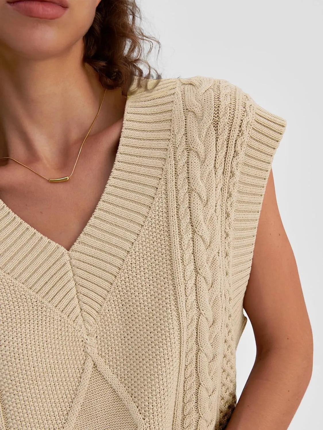 LILLUSORY Sweater Vest Women Trendy Cable Knit Cap Sleeve Tops 2025 V Neck Cotton Oversized Business Casual Outfits