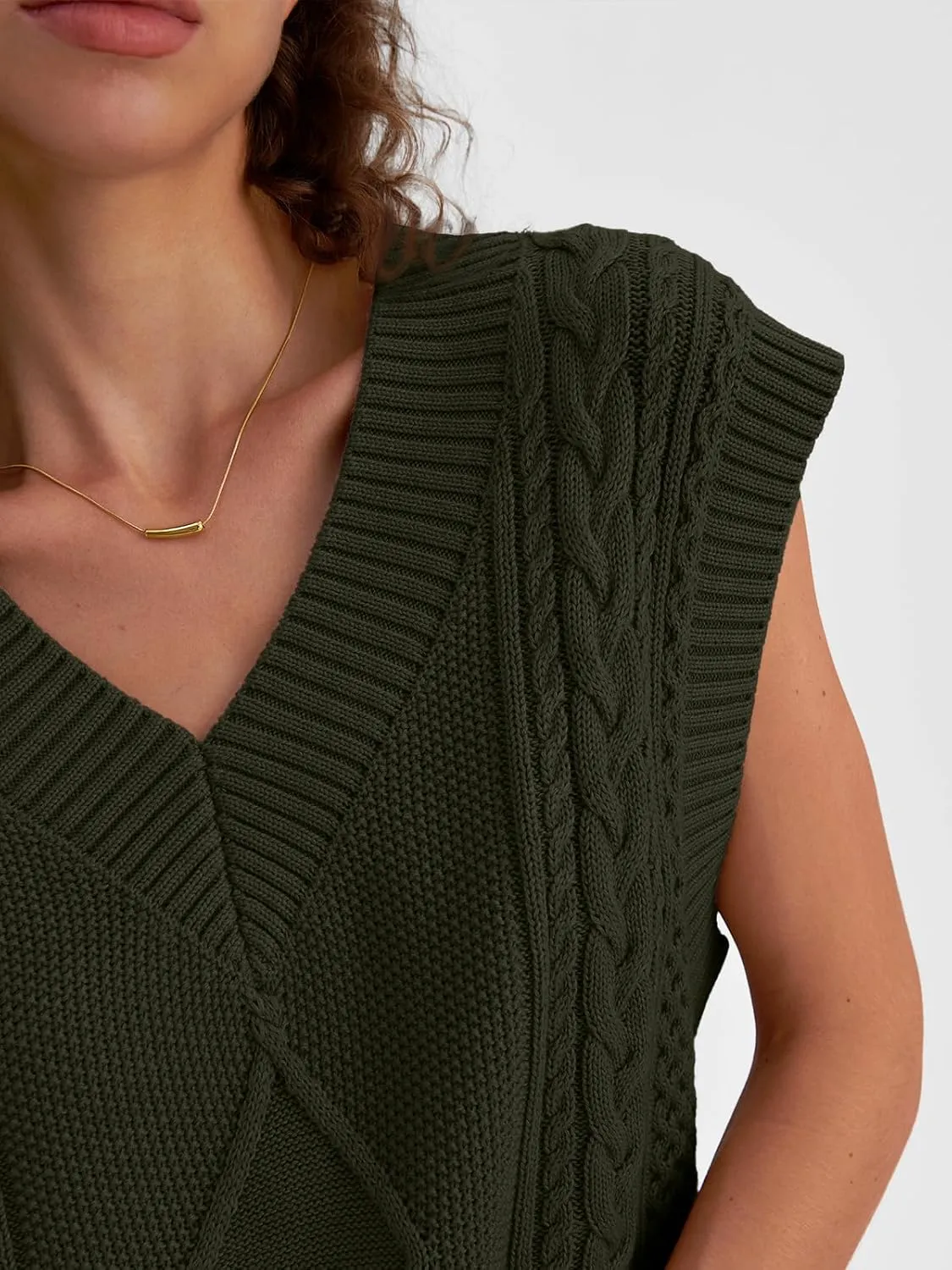 LILLUSORY Sweater Vest Women Trendy Cable Knit Cap Sleeve Tops 2025 V Neck Cotton Oversized Business Casual Outfits