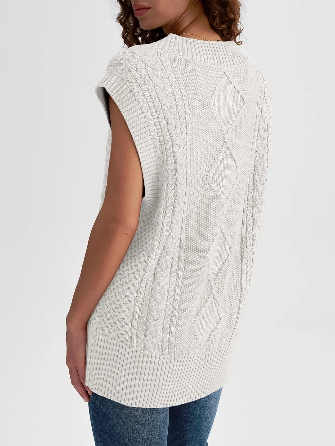 LILLUSORY Sweater Vest Women Trendy Cable Knit Cap Sleeve Tops 2025 V Neck Cotton Oversized Business Casual Outfits