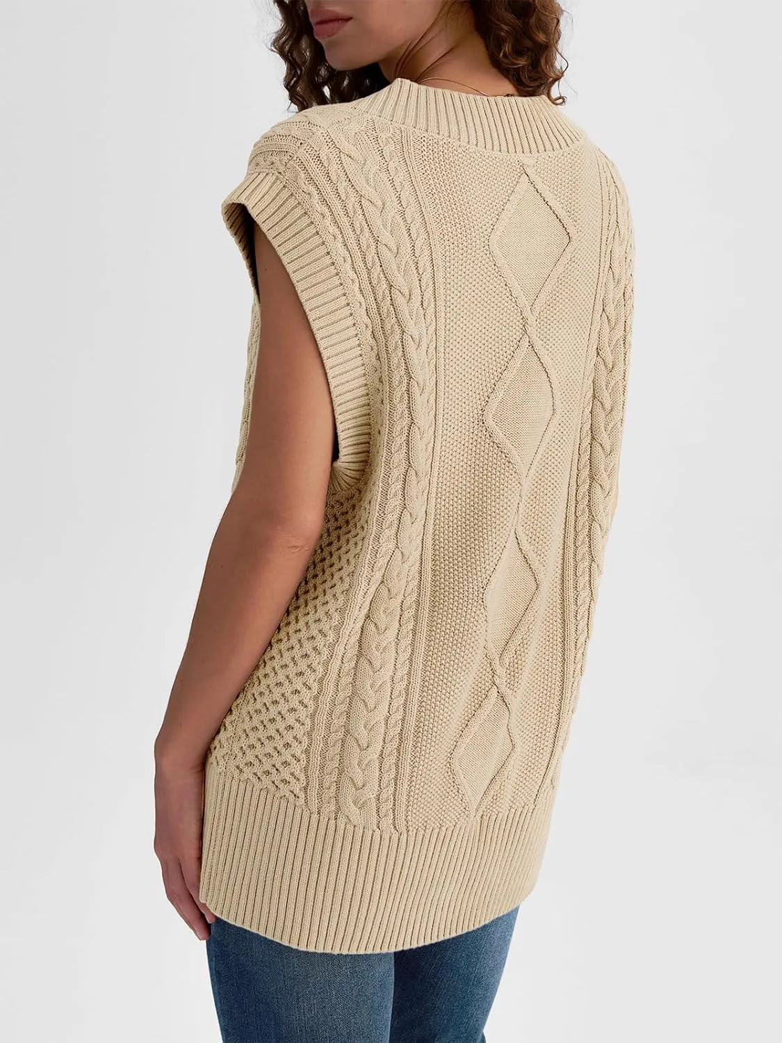 LILLUSORY Sweater Vest Women Trendy Cable Knit Cap Sleeve Tops 2025 V Neck Cotton Oversized Business Casual Outfits