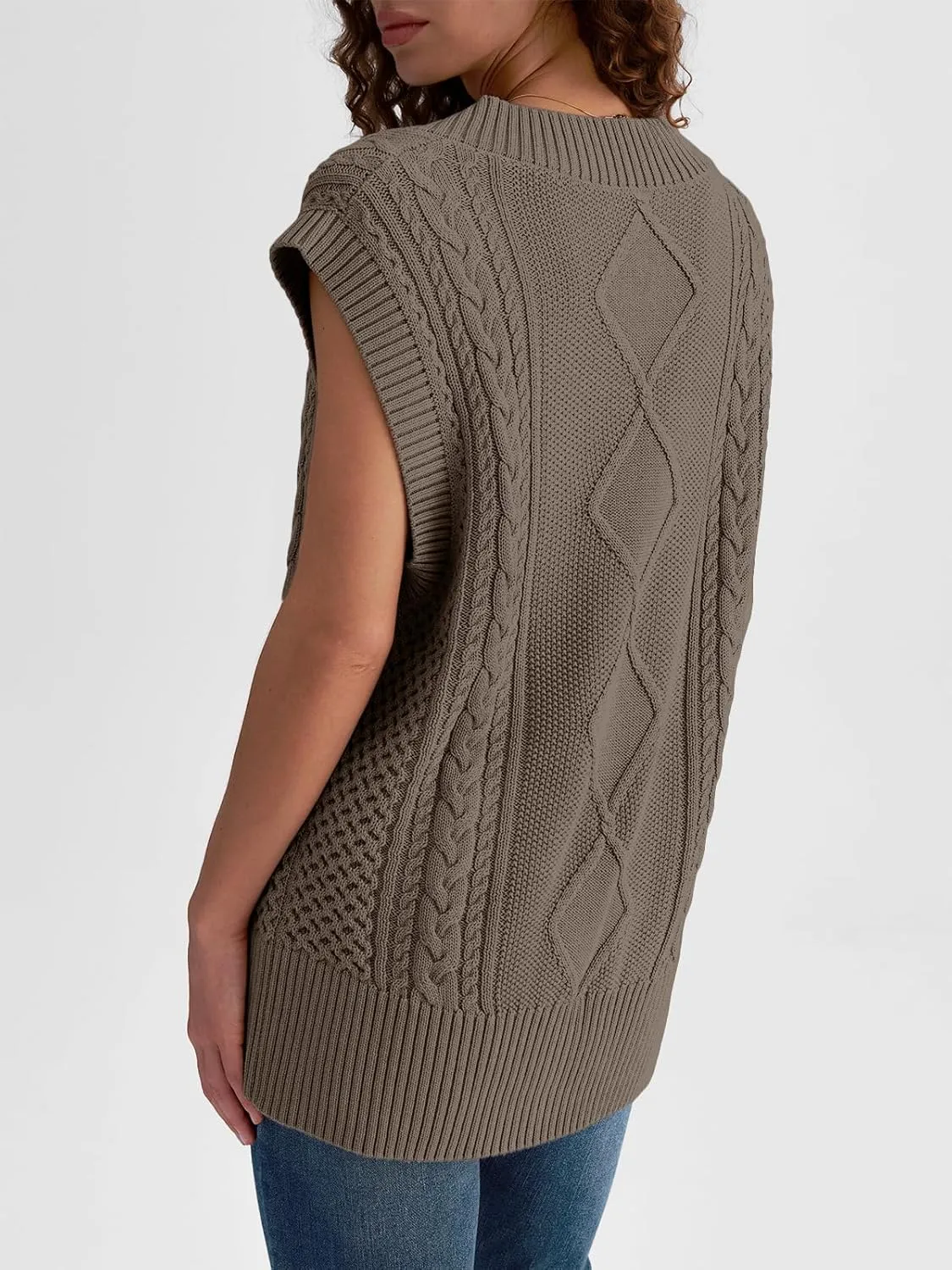 LILLUSORY Sweater Vest Women Trendy Cable Knit Cap Sleeve Tops 2025 V Neck Cotton Oversized Business Casual Outfits