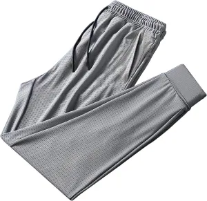 Litetao Mens Sweatpants Joggers Casual Ice Silk Sweatpants Breathable Quick Drying Hiking Pants with Drawstring Elastic Waist