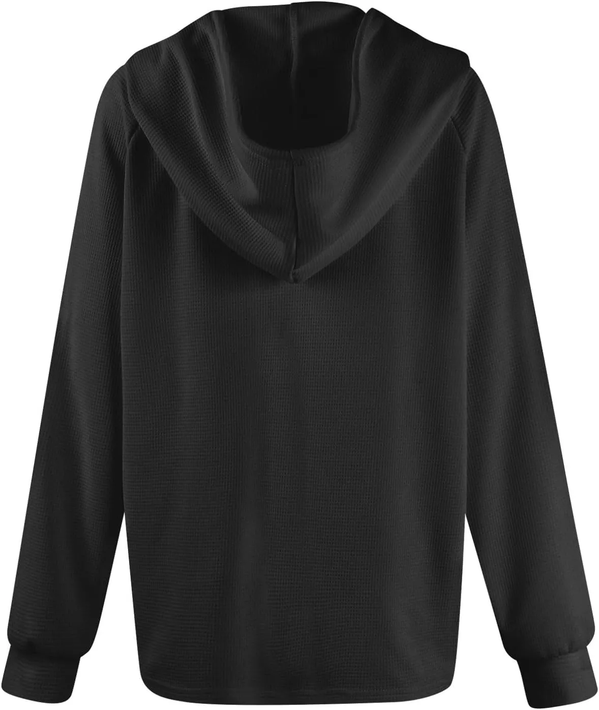 Long Sleeve Shirts for Women Waffle Knit Tunic Sweater Tops Casual Button Down Blouses Top Soft Hooded Sweatshirts