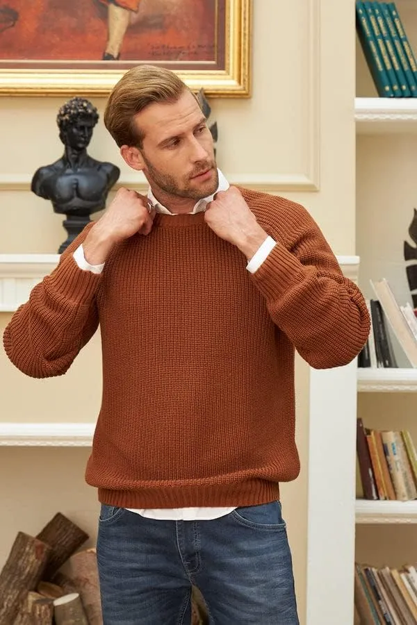 Long Sleeve Sweater Shirts for Men - Classic Crewneck Midweight Pullover,Soft Casual Slim Fit Lightweight Sweatshirts for Men