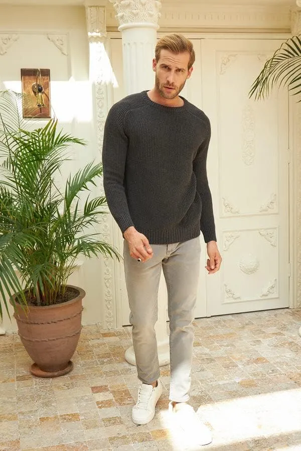 Long Sleeve Sweater Shirts for Men - Classic Crewneck Midweight Pullover,Soft Casual Slim Fit Lightweight Sweatshirts for Men