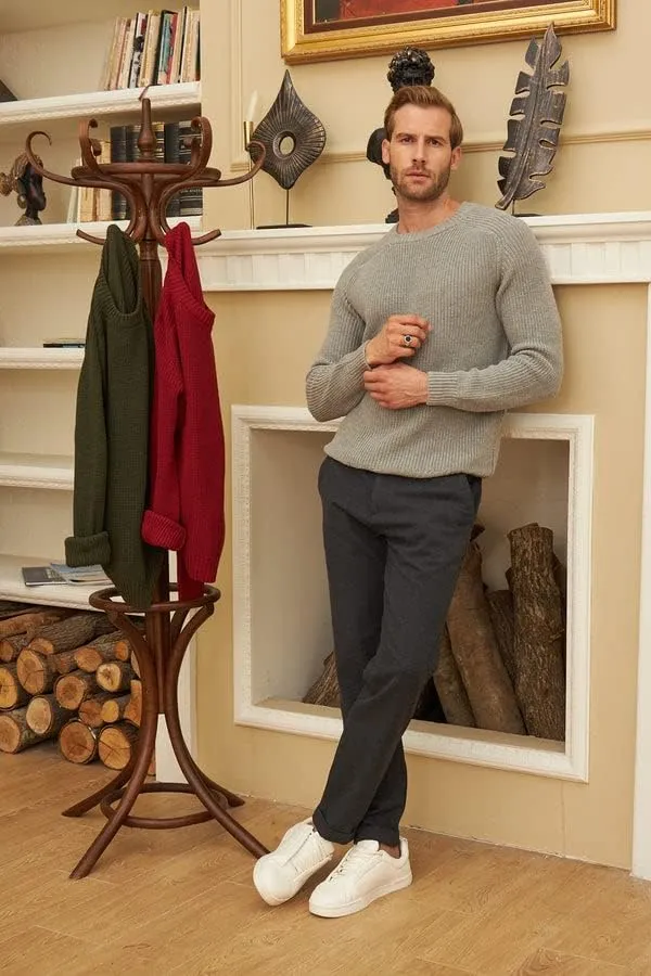 Long Sleeve Sweater Shirts for Men - Classic Crewneck Midweight Pullover,Soft Casual Slim Fit Lightweight Sweatshirts for Men